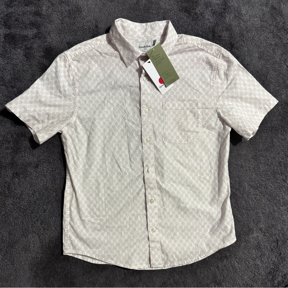 Men’s Goodfellow & Co White Firework Short Sleeve Button Down